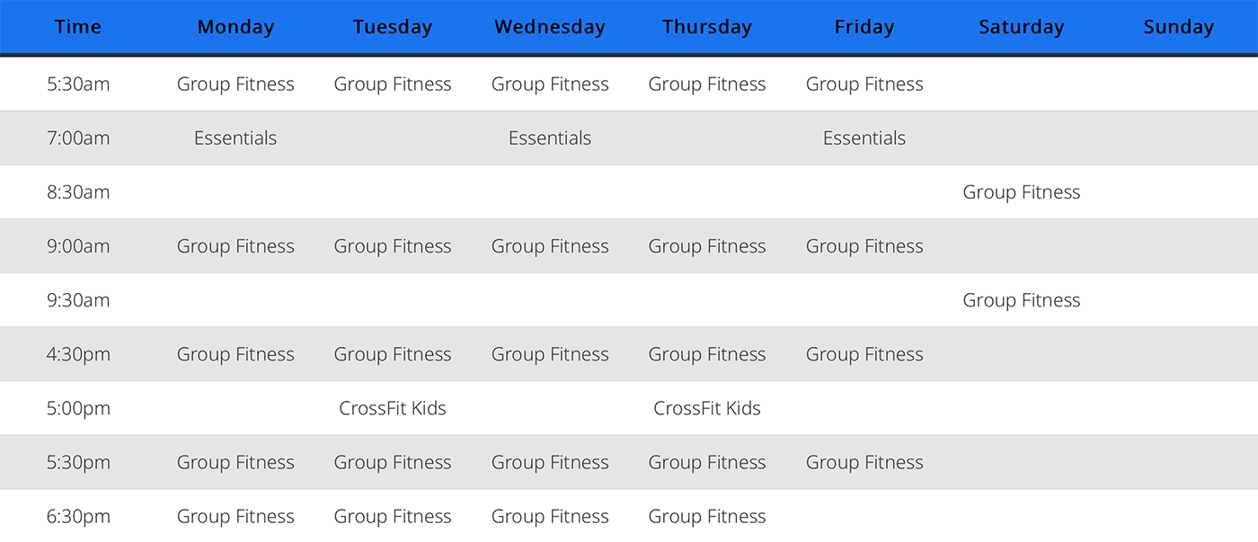 CrossFit Rutherford Schedule